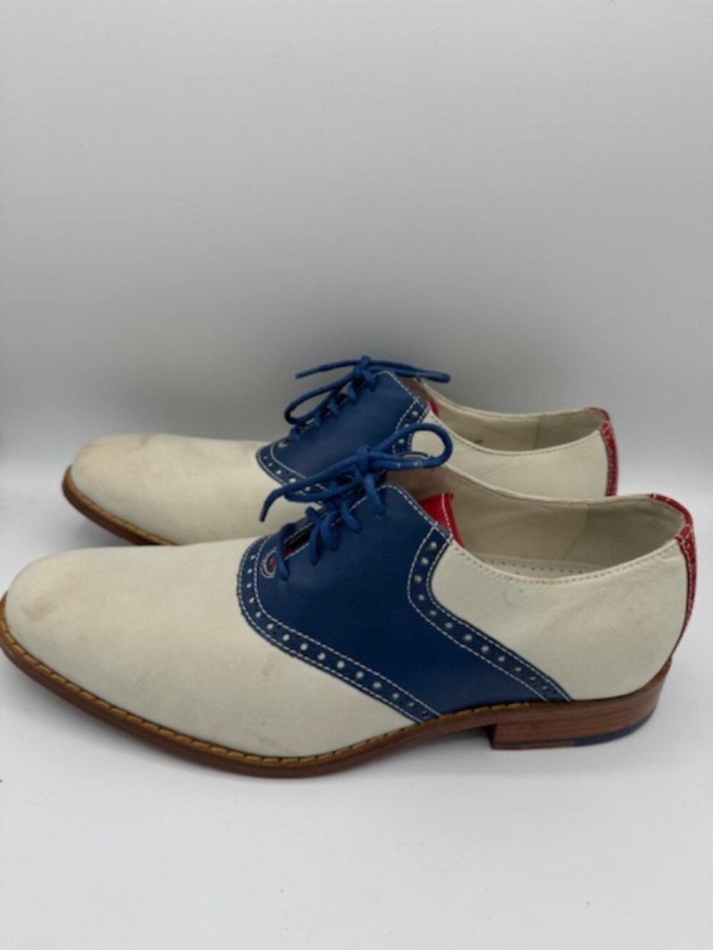 Vintage Cole Haan Air Colton Red, White, Blue Saddle Oxford Shoes Size 9.5M - Picture 3 of 8